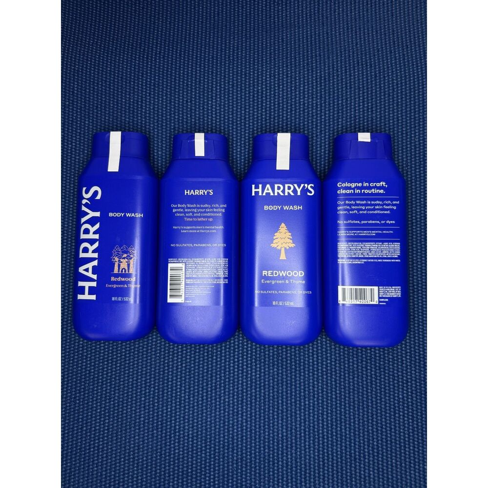 Harry's Redwood Body Wash Evergreen & Thyme 16oz Pack of 4 New